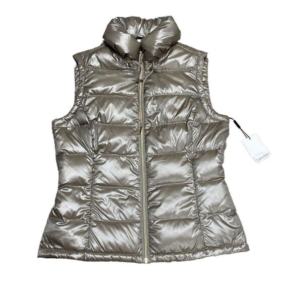 Calvin Klein Champagne Premium Down Vest Size Small NWT